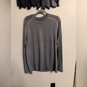 XL Lululemon Metal Vent Tech Long Sleeve Shirt – Gray w/ Orange Stitching